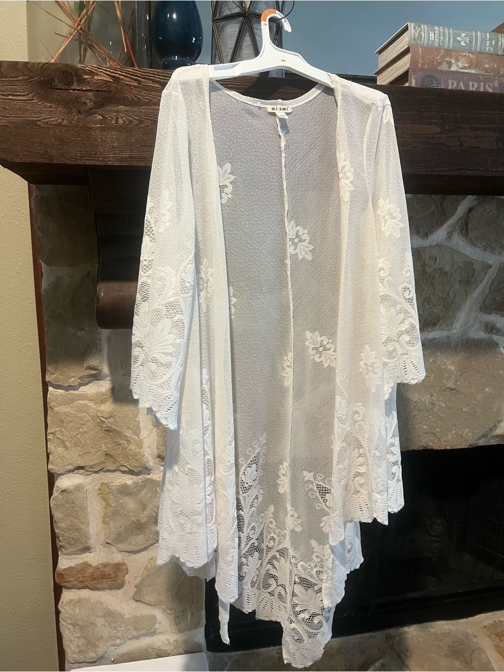White Lace Sheer Kimono Robe - Women's Lightweight Cover-Up